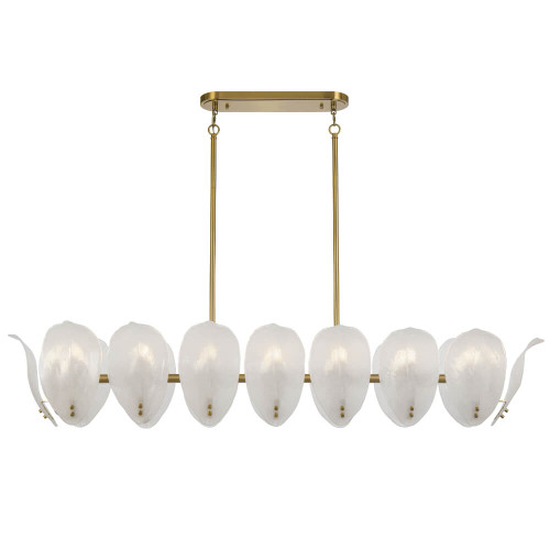 Telbix Monte Rectangular Bench Pendant Light - Frost Glass - 1480mm - Brass