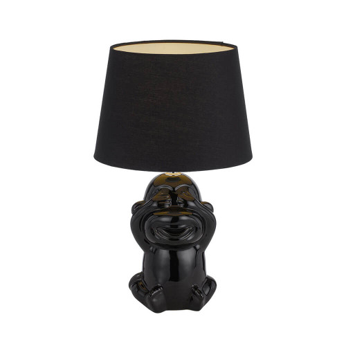 Telbix Misaru Ceramic Base Table Lamp - Black Shade - Black