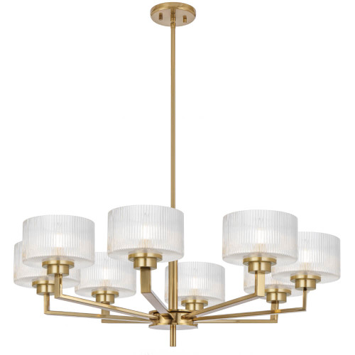 Telbix Moreno II Rod Pendant Light - 8 Arm - Clear Glass - 870mm - Antique Gold