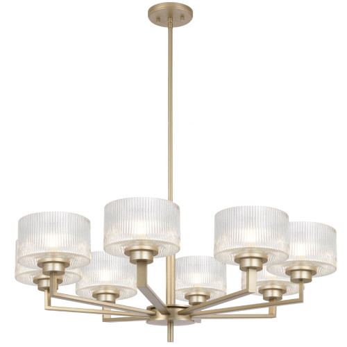 Telbix Moreno II Rod Pendant Light - 8 Arm - Clear Glass - 870mm - Antique Silver