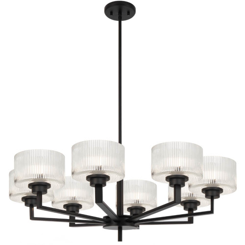 Telbix Moreno II Rod Pendant Light - 8 Arm - Clear Glass - 870mm - Black