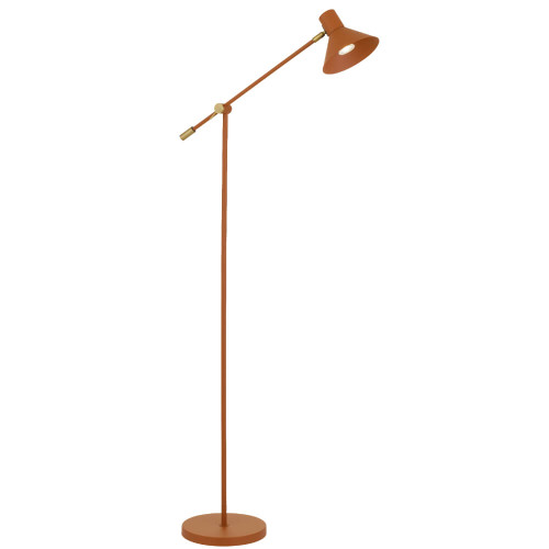 Telbix Olav industrial Floor Lamp - Orange & Brass