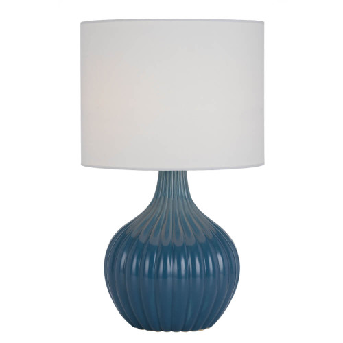 Telbix Nord Ceramic Base Table Lamp - White Shade - Blue