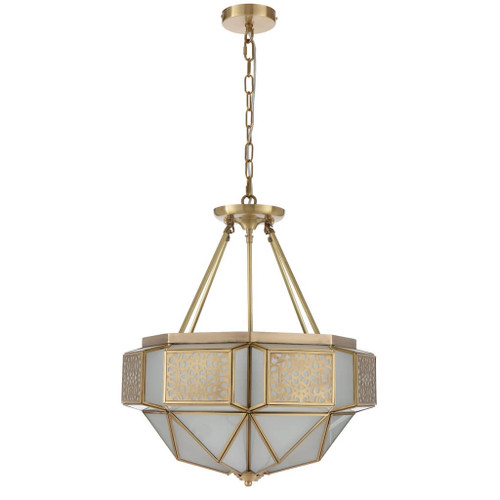 Telbix Overton Chain Pendant Light - Frost Glass - 500mm - Brass