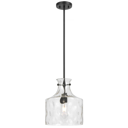 Telbix Perron Rod Pendant Light - Clear Glass - 280mm - Black