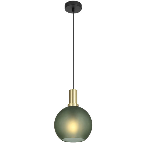 Telbix Patino Black Cord Pendant Light - Green Glass - 200mm - Gold