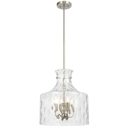 Telbix Perron Rod Pendant Light - 4 Light - Clear Glass - 380mm - Nickel