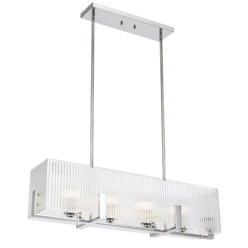 Telbix Pelion Bench Pendant Light - 4 Light - Clear Glass - 860mm - Chrome
