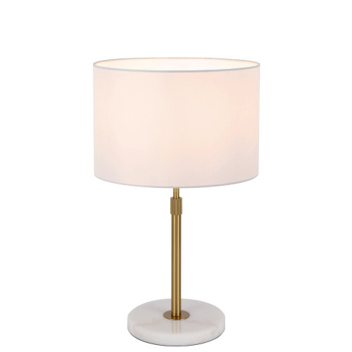 Telbix Placin White Marble Base Table Lamp - Ivory Shade - Antique Gold