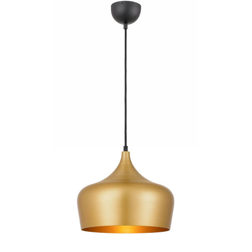 Telbix Polk Black Cord Pendant Light - Gold Shade - 300mm - Gold