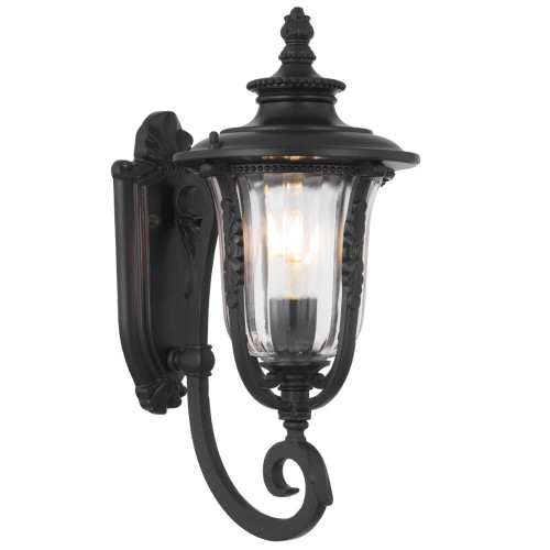 Telbix Ramiro Outdoor Wall Light - Clear Glass - Black