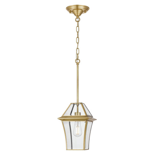 Telbix Rye Chain Pendant Light with Rod - Clear Glass - Brass