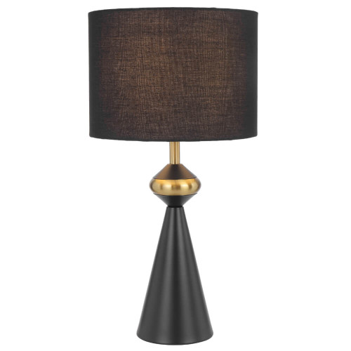 Telbix Satillo Art Deco Base Table Lamp - Black Shade - Black & Gold
