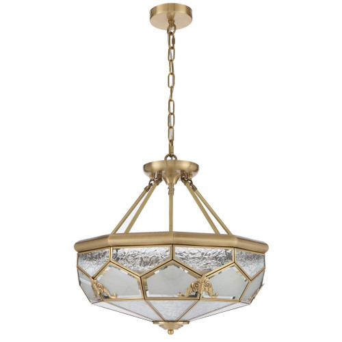 Telbix Valmont Chain Pendant Light - Frost Glass - 500mm - Brass