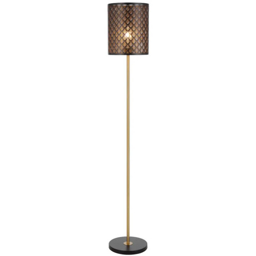 Telbix Valtor Industrial Floor Lamp - Black Shade - Gold & Black