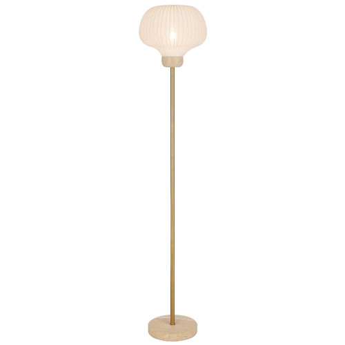 Telbix Vybor Marbel Base Floor Lamp - Ivory Shade - Gold & Cream