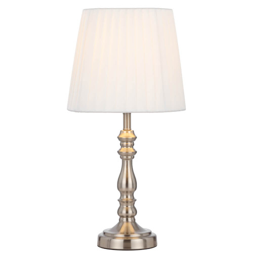 Telbix Vida Classic Table Lamp - White Shade - Nickel