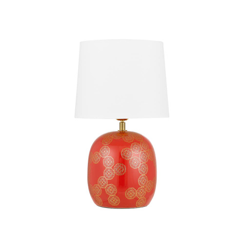 Telbix Wishes Ceramic Table Lamp - Ivory Shade - Red