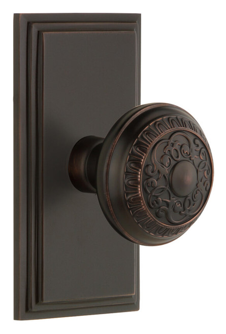 Grandeur Windsor Door Knob - Carre Short Plate - 121 x 64mm - Timeless Bronze