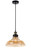 Telbix Hertal Industrial Cord Pendant Light - Amber Glass - Large - 300mm - Black