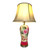 Telbix Lantau Floral Country Table Lamp - Gold Shade - Green & Pink