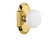 Nostalgic Colonial White Porcelain Door Knob - Cottage Plate - 102 x 64mm - Polished Brass