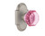 Nostalgic English Pink Waldorf Crystal Door Knob - Cottage Plate - 102 x 64mm - Satin Nickel