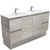 Fienza Edge Double Bowl Bathroom Vanity - 1500mm - Industrial Cabinet with Gloss White Basin Top