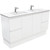 Fienza Fingerpull Double Bowl Bathroom Vanity - 1500mm - Satin White Cabinet with Gloss White Basin Top