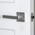 Viaggio Bella Lever Door Handle - Quadrato Leather Rosette - 64mm - Bright Chrome