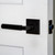 Viaggio Contempo Smooth Lever Door Handle - Quadrato Leather Rosette - 64mm - Satin Black