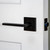 Viaggio Brezza Lever Door Handle - Quadrato Leather Rosette - 64mm - Satin Black