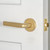 Viaggio Bella Lever Door Handle - Circolo Leather Rosette - 64mm - Satin Brass