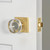 Viaggio Circolo Crystal Door Knob - Quadrato Leather Rosette - 64mm - Satin Brass