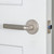 Viaggio Bella Lever Door Handle - Circolo Hammered Rosette - 64mm - Satin Nickel