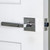 Viaggio Contempo Smooth Lever Door Handle - Quadrato Hammered Rosette - 64mm - Bright Chrome