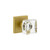 Viaggio Quadrato Crystal Door Knob - Quadrato Leather Rosette - 64mm - Satin Brass