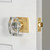 Viaggio Stella Crystal Door Knob - Quadrato Leather Rosette - 64mm - Satin Brass