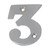 Domino Traditional '3' House Number - 50mm - Satin Chrome