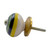 Character House Multi-Stripe Round Ceramic Cupboard Knob - 36mm - Polished Brass