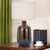 Telbix Arthur Ceramic Base Table Lamp - White Shade - Bronze