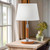 Telbix Belmore Table Lamp with Chrome Trim - White Shade - Wood