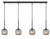 Telbix Bobo LED Cord Bench Pendant Light - 4 arm - Smoke Glass - 900mm - Black