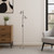 Telbix Corelli Industrial Floor Lamp - Two Adjustable Shade - Nickel