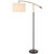 Telbix Cruz Industrial Floor Lamp - Fabric Ivory Shade - Black & Gold