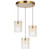 Telbix Crevil LED Round Staircase Pendant Light - 3 Arm - Amber Glass - 340mm - Antique Gold
