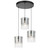 Telbix Crevil LED Round Staircase Pendant Light - 3 Arm - Smoke Glass - 340mm - Black
