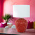 Telbix Diaz Ceramic Base Table Lamp - White Shade - Red