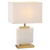 Telbix Dana White Marble Base Table Lamp - White Shade - Antique Gold