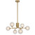 Telbix Felton Rod Pendant Light - 6 Arm - Frost Tear Glass - 650mm - Antique Gold